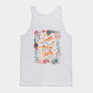 Leaping hare folk art motivational quote Tank Top